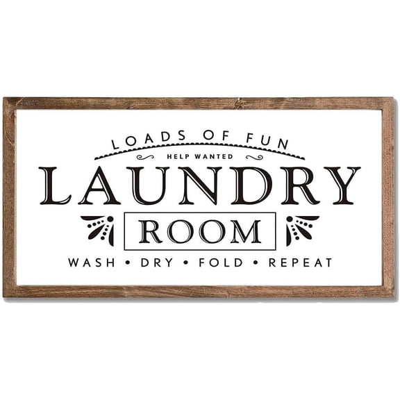 MODE HOME Laundry Signs for Home Decor, Loads of Fun Wooden Laundry Room Sign Wall Decor 16 x 8 Inch