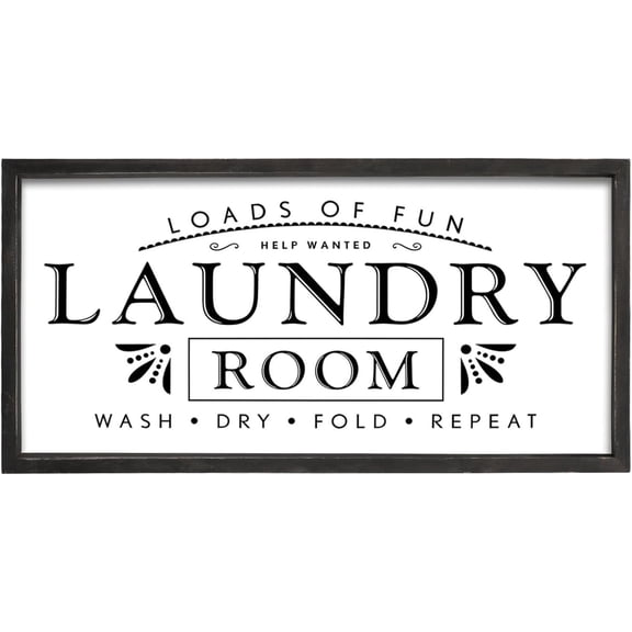 MODE HOME Rectangle Laundry Sign for Home Decor, Large Farmhouse Laundry Room Sign Wall Decor 24 X 12 Inches
