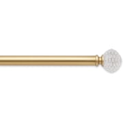 MODE Premium Collection Adjustable Single Curtain Rod Set with Round Cut Crystal Finials, Fits 24  to 60  Windows