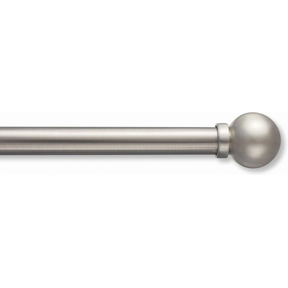 MODE Premium Collection Adjustable Single Rod Set with Modern Ball Finials, Fits 60” to 132” Windows