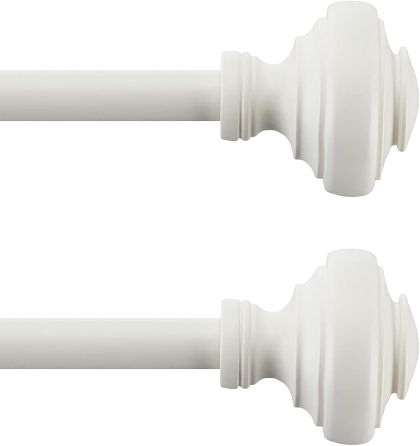 MODE Simplicity Collection Adjustable Single Curtain Rod Set with Doorknob Finials Adjustable Rod, Fits windows 24” to 84” Windows (2-Pack)