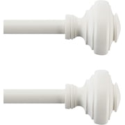 MODE Simplicity Collection Adjustable Single Curtain Rod Set with Doorknob Finials Adjustable Rod, Fits windows 24  to 84  Windows 2-Pack