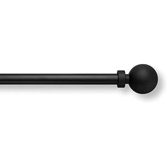MODE Simplicity Single Adjustable Curtain Rod Set with Modern Ball Finials, Fits 24” to 60” Windows