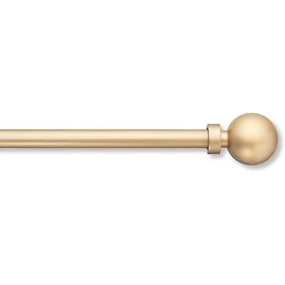 MODE Simplicity Single Adjustable Curtain Rod Set with Modern Ball Finials, Fits 60” to 132” Windows