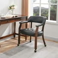 thumbnail image 1 of MODERION Solid Wood  Caption's Chairs,Dinning Chairs with Wheels and Arms, Office Desk Chairs, Classic Swivel Accent Chairs with Upholstered,Dinner Chairs, 31.5¡±H for Living Room Gray SY1318GY, 1 of 17
