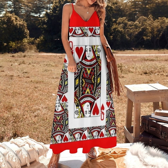 MODERN ART RED QUEEN CASINO CARDS DESIGN Sleeveless Dress women's summer clothing beach dress