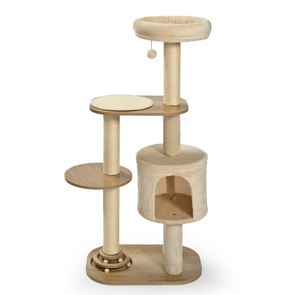 Vibrant Life 5-Level 51" Cat Tree with 2-Level Track Ball and Condo, Beige