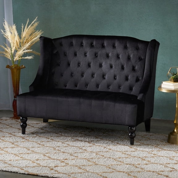 Modern Glam Velvet Loveseat 50.25" x 34.00" x 38.50" with High-back and Turned Legs