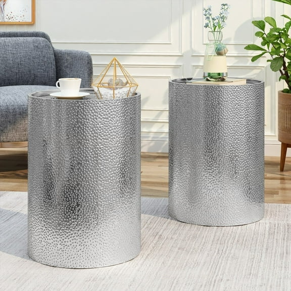 MODERN METAL HAMMERED COFFEE TABLE|24.25" W x 24.25" D x 15.25" H