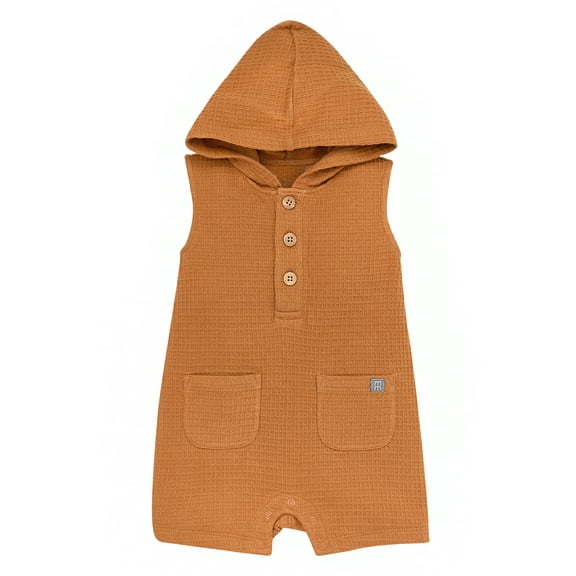 Modern Moments by Gerber Baby Boy Cotton Hooded Sleeveless Romper, Sizes 0/3 Months - 24 Months
