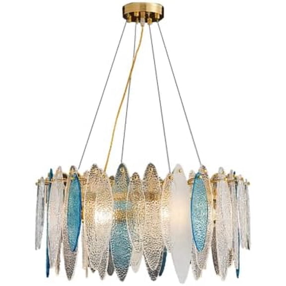 MODERN cRYSTAL cHANDELIER gOLDEN vINTAGE gLASS pENDANT lIGHTING WITH lEAF cAPIZ cHANDELIER 6-lIGHTS fRENCH rAINDROP cEILING lIGHT fIXTURE pERFECT FOR lIVING rOOM dINING rOOM bEDROOM
