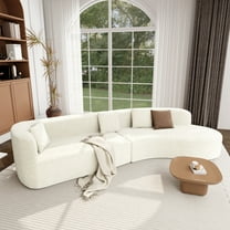 MODERNLUXE 132" Large Curved Sectional Sofa,Oversized 4-Seat Chenille Modular Sofa Couch with 4 Pillows,Deep Seat & Plush Sponge,Modern Upholstered Sofa for Living Room Bedroom Apartment,Beige