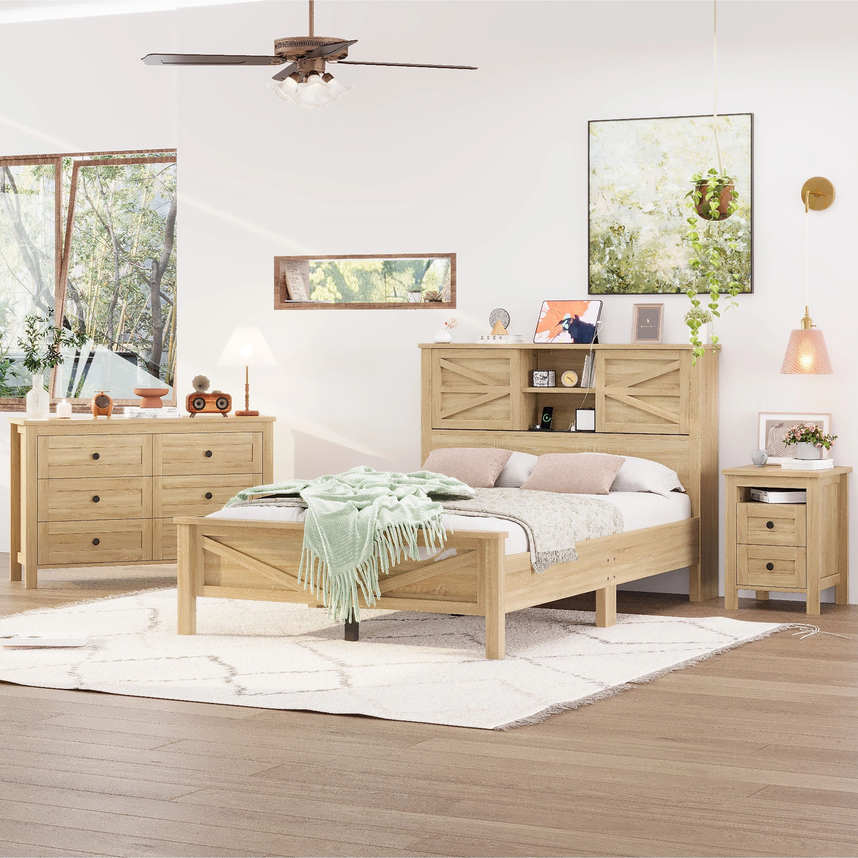 MODERNLUXE 3-Piece Full Size Bedroom Furniture Sets, Full Size Platform ...