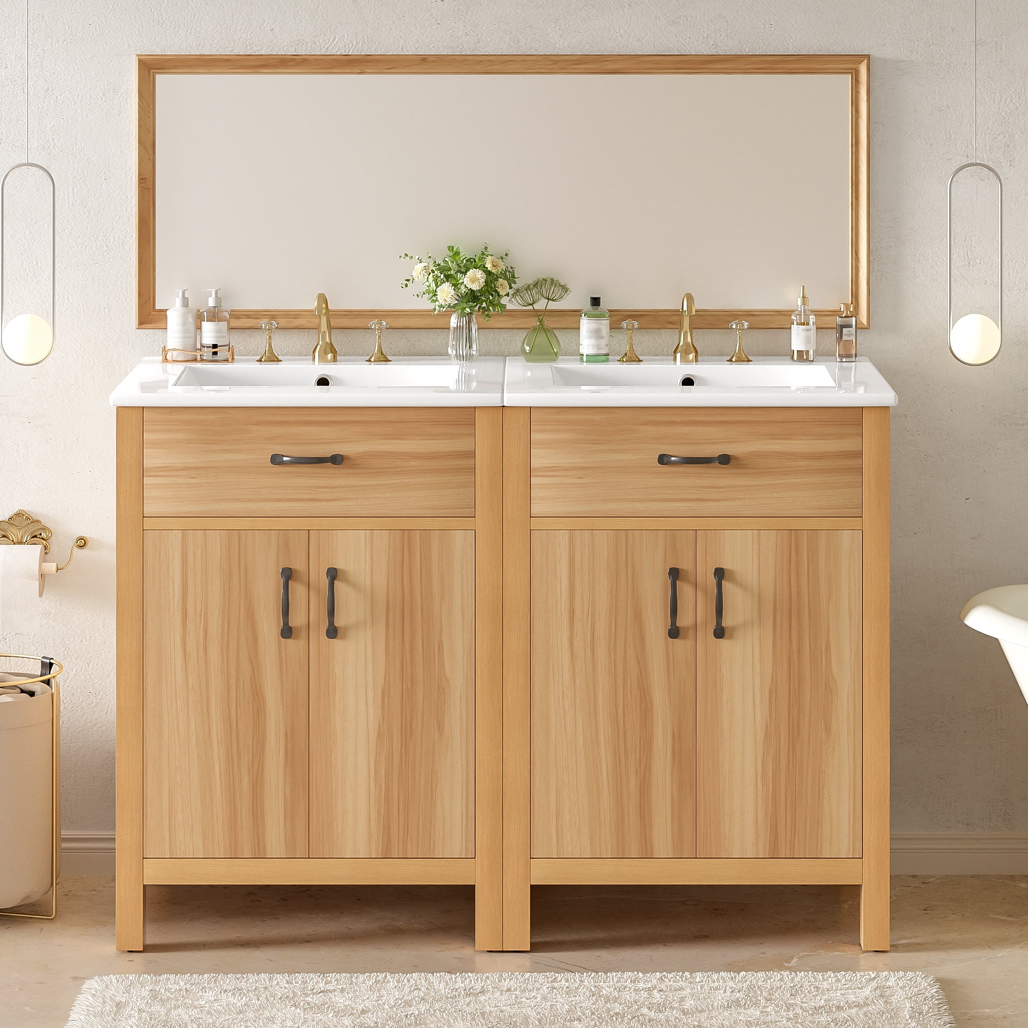 MODERNLUXE 48" Bathroom Vanity Set with Double Sink(Separate),2 ...
