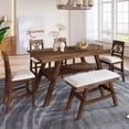 thumbnail image 1 of MODERNLUXE 6PCS Solid Wood Counter Height Dining Table Set for 6,Dining Room Table Set with One Rectangular Table with Storage Shelf,4 Fabric Chairs and 1 Fabric Bench for Kitchen Dining Room, 1 of 7