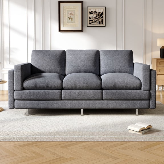 MODERNLUXE 79.5" Cloud Modular Sofa, Comfy 3-Seater Chenille Upholstered Sofa Couch with Dual-layer Seat Cushions & Deep Seat for Living Room,Small Space,Grey
