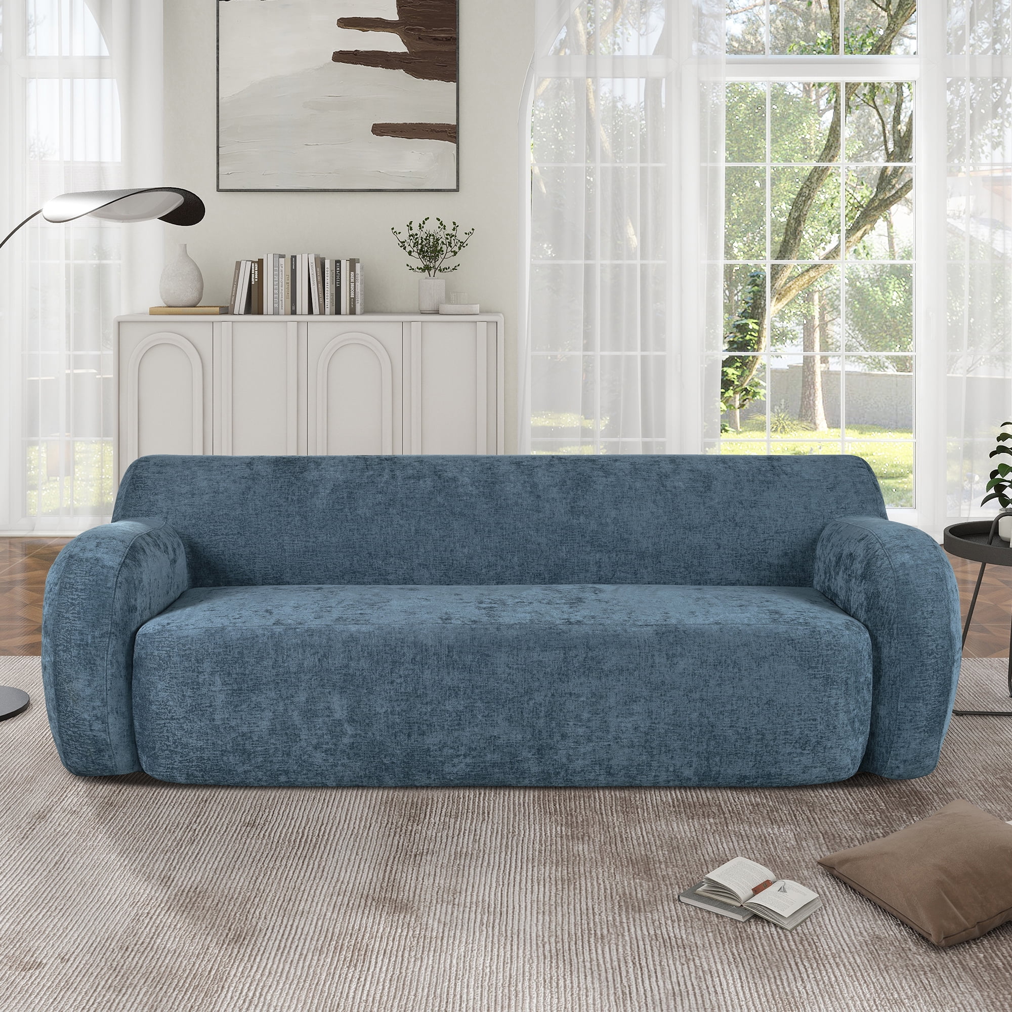 MODERNLUXE 81.5" 3-Seat Modern Sofa,Minimalist Compression Sofa with Extra Large Seat Width & Depth and Wide Armrest,Comfy Sofa Couch for Small Space,Living Rooms,Apartments,Dark Blue