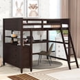 thumbnail image 1 of MODERNLUXE Full Size Loft Bed with L-Shaped Desk,Solid Wood Full Bed Frame with 6 Drawers,2 Storage Shelves,Safety Guard and Ladder,Space-Saving Bed Frame for Small Bedroom,No Noise,Espresso, 1 of 7
