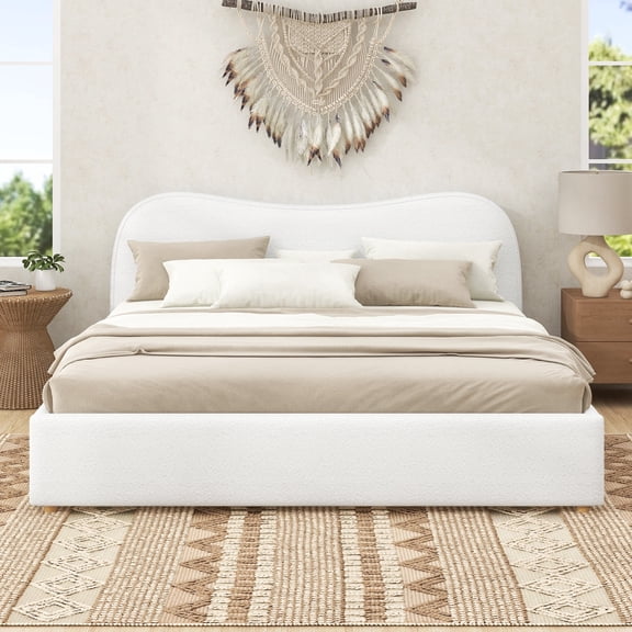 MODERNLUXE King Size Upholstered Platform Bed, White