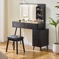 thumbnail image 1 of MODERNLUXE Makeup Vanity Desk with Mirror & Lights,Vanity Desk with 4 Drawers,3 Shelves and Stool,Dressing Table for Bedroom,Black, 1 of 7