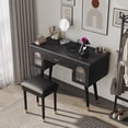 thumbnail image 1 of MODERNLUXE Makeup Vanity Table & Chair Set,Modern Dressing Table with Drawer, 2 Cabinets and Charging Station for Bedroom,Black, 1 of 8