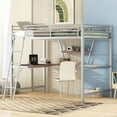 thumbnail image 1 of MODERNLUXE Metal Full Size Loft Bed with Desk and Shelf, Silver, 1 of 11