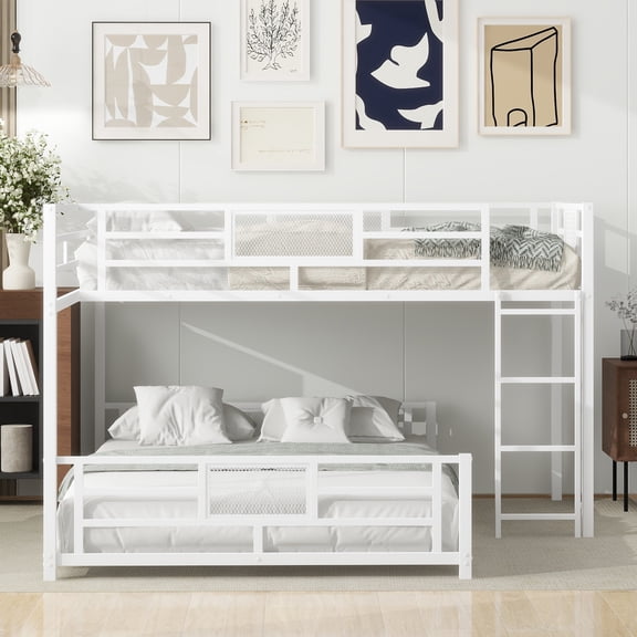 MODERNLUXE Metal Twin over Full Bunk Bed, White