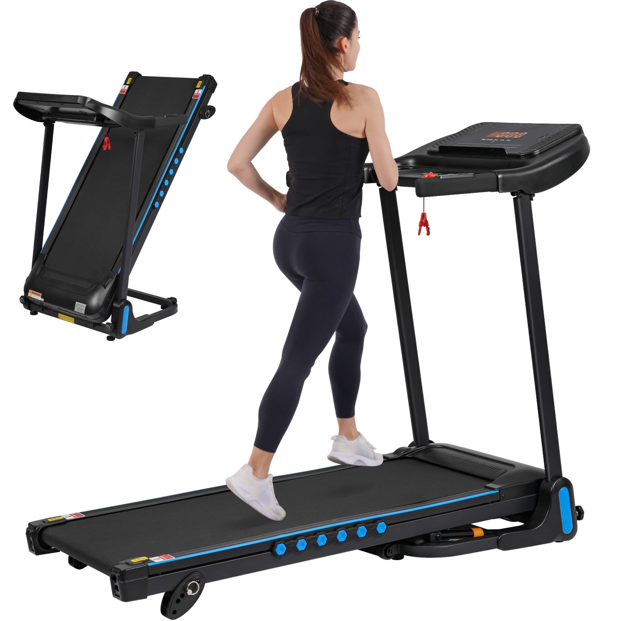 MODERNLUXE Portable Folding Treadmill for Home,3.0 HP Electric Exercise Treadmill with 4-Level Incline,Hydraulic System,Charge Station,10 mph and Bluetooth Speaker,Low Noise Walking Pad for 350 LBS