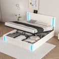 thumbnail image 1 of MODERNLUXE Queen Size Bed Frame with LED Lights Charging Station, 900LBS PU Upholstered Bed with Hydraulic Storage System, Plywood Wood Slats, Easy Assembly, 1 of 8