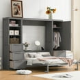 thumbnail image 1 of MODERNLUXE Queen Size Murphy Bed,120-inch Larger Space-Saving Wall Bed with Closet,5 Drawers and 3 Shelves,Foldable Platform Bed Vertical Wall Bedfram for Small Space,Bedroom,Guest Room,Gray, 1 of 7