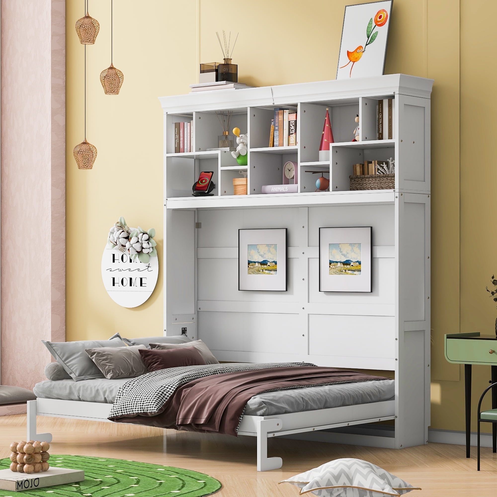 MODERNLUXE Queen Size Murphy Bed,85-inch Space-Saving Wall Bed with USB ...