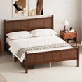 thumbnail image 1 of MODERNLUXE Queen Size Platform Bed with Headboard & Footboard,Solid Wood Bed Frame with Under Bed Storage for Adults Guests, Easy Assembly, Dark Walnut, 1 of 8
