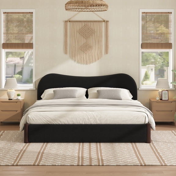 MODERNLUXE Queen Size Platform Bed, Upholstery Bed, Gray