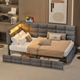 thumbnail image 1 of MODERNLUXE Twin Size Daybed with 2 Drawers,L-Shaped Day Bed Frame with LED Lights,Charging Station and Storage Headboard,No Box Spring Needed,Gray, 1 of 10