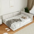 thumbnail image 1 of MODERNLUXE Upholstered Queen Size Daybed, Floor Sofa Bed with USB Ports, Beige, 1 of 10