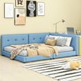 thumbnail image 1 of MODERNLUXE Upholstered Queen Size Daybed, Floor Sofa Bed with USB Ports, Blue, 1 of 8