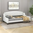 thumbnail image 1 of MODERNLUXE Upholstered Twin Size Sofa Bed, Tufted Button Daybed, Beige, 1 of 11