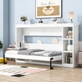 thumbnail image 1 of MODERNLUXE Wood Twin Size Murphy Bed, Storage Wall Bed with Shelves, Convertible into A Cabinet, White, 1 of 16