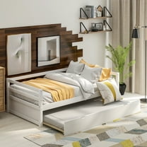 MODERNLUXE Wood Twin Size Daybed with Trundle, White