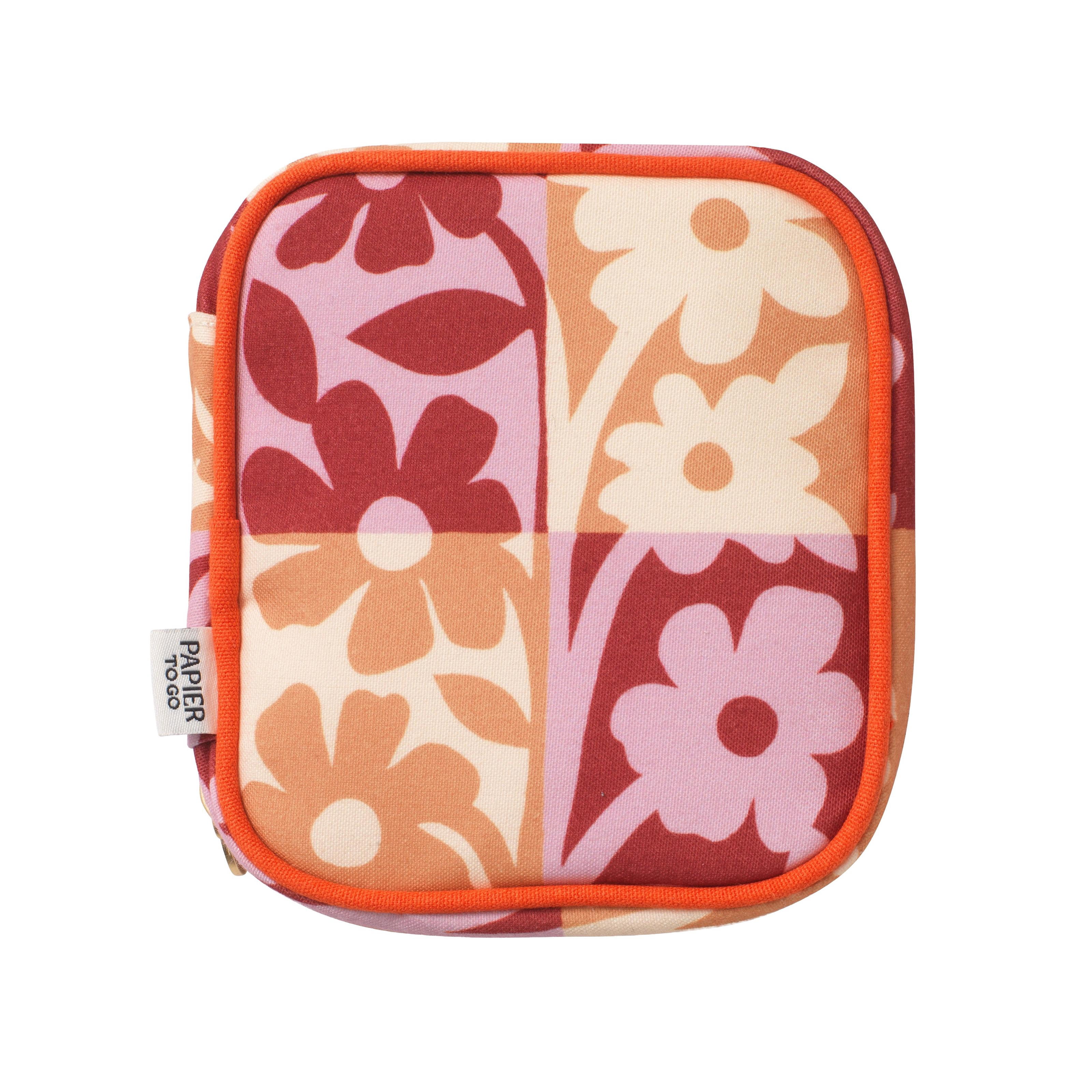Papier To Go Zip Around Fabric Tech Pouch Organizer Tablet Case, Cabana Floral Patch, Yellow