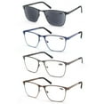 thumbnail image 1 of MODFANS 2.00 4 Pairs (Blue Light Blocking) Reading Glasses Men,Metal Frame Rectangle Style Stainless Steel Material Spring Hinges,Black-Grey-Blue-Brown, 1 of 5