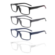 MODFANS 4 Pack Blue Light Reading Glasses For Women Men Readers +3.50 Rectangular Unisex Lightweight Frame Comfortable Spring Hinge Eyeglasse