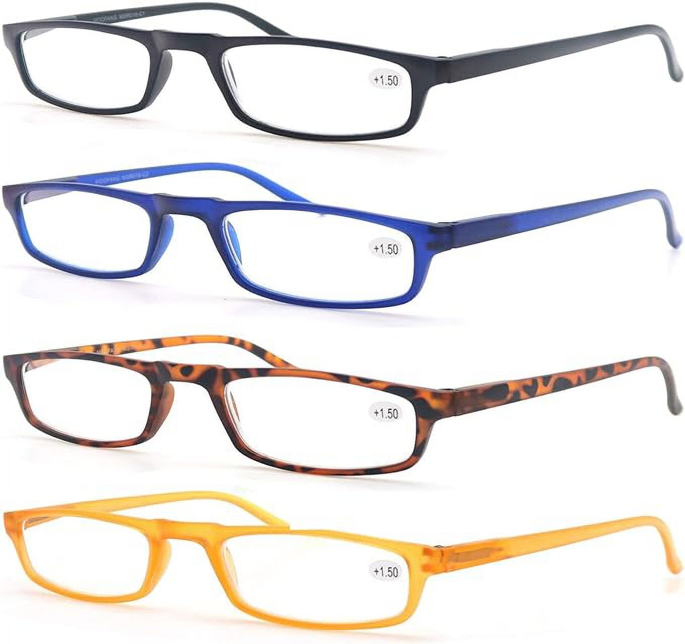 MODFANS 4 Pack Reading Glasses +4.00 Fashion Wood-Look Spring Hinges Stylish Readers Men Women