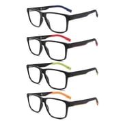 MODFANS Men Blue Light Blocking Reading Glasses with Spring Hinge +1.75, 4 Pair