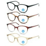MODFANS Round 2.50 Reading Glasses for Women Ladies Blue Light Blocking Circle Readers Blue Ray Circular Cheaters Glasses 4 Pack