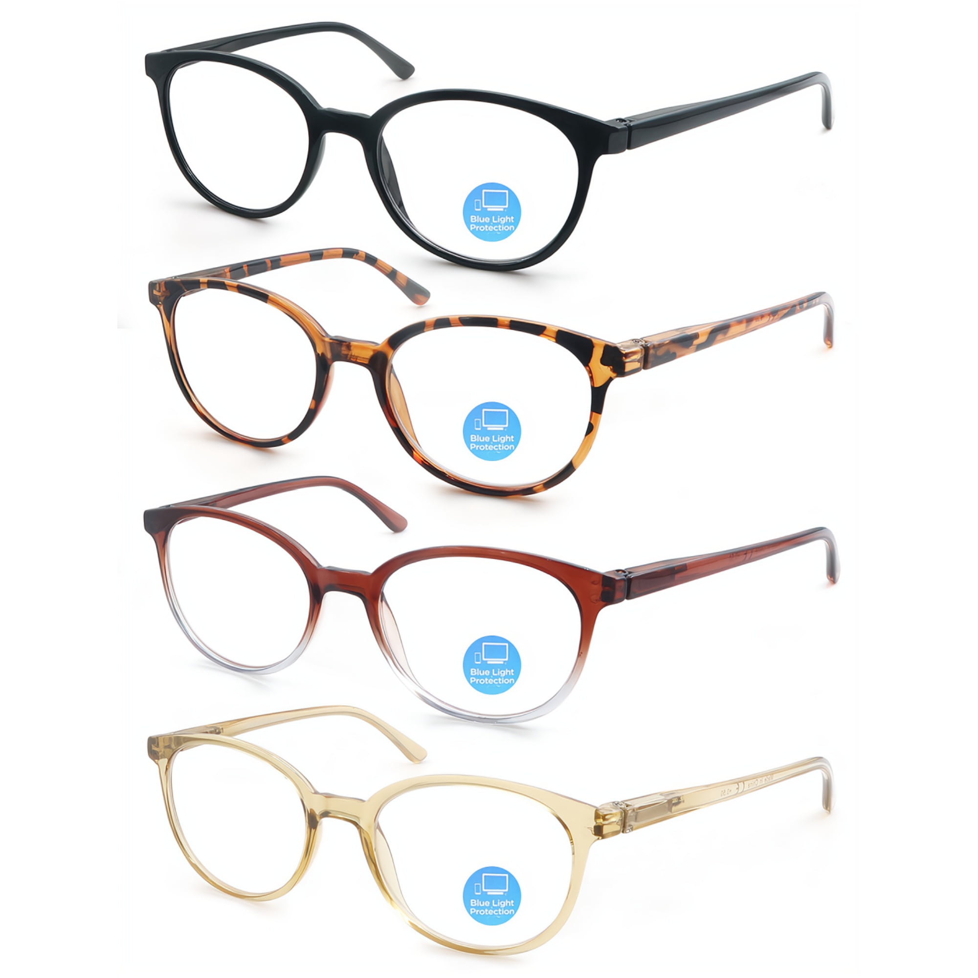 MODFANS Round 3.50 Reading Glasses for Women Ladies Blue Light Blocking Circle Readers Blue Ray