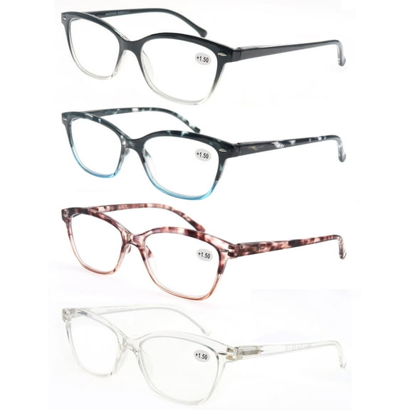 MODFANS Women Reading Glasses 2.75 4 Pair Stylish Ladies Readers with Comfort Spring Hinge Pattern Design Pouch Included