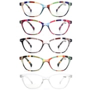 MODFANS Women Reading Glasses 5-Pack Colorful 2.75 Readers,Beautiful Pattern Cat Eye Glasses for Reading Lightweigth Flexible Spring Hinge Well Wear Look Younger