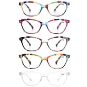 MODFANS Women Reading Glasses 5-Pack Colorful 3.75 Readers,Beautiful Pattern Cat Eye Glasses for Reading Lightweigth Flexible Spring Hinge Well Wear Look Younger