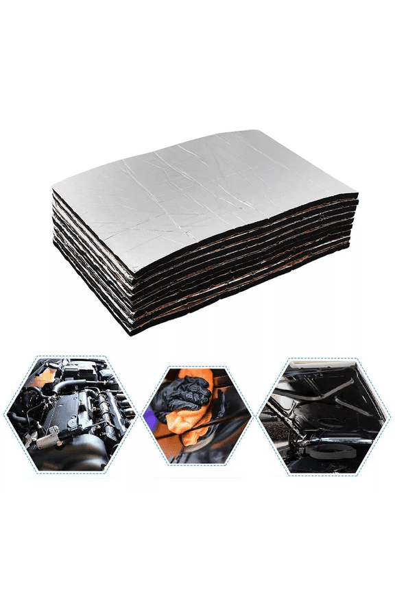 10.76 Sqft Car Sound Deadener Mat & Heat Shield Insulation,Closed Cell Foam with Aluminum Foil for Hood Ceiling Door